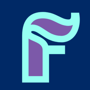 Focus Hub logo. The letter F in stylized font in blue and purple. 